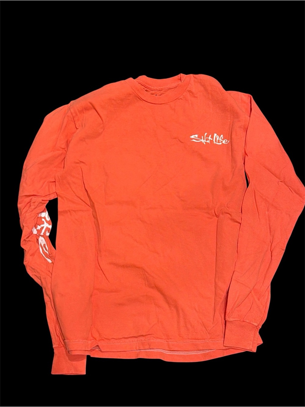 Salt Life Long Sleeve Tee in Bright Coral with White Logo